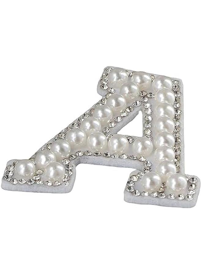 Generic 78Pcs Simulation Pearl Rhinestone Letter Patches,Self Adhesive A-Z Bling Letter Patches,Glitter Alphabet Repair Embroidered Sticker for DIY Clothes Bags - Image 5