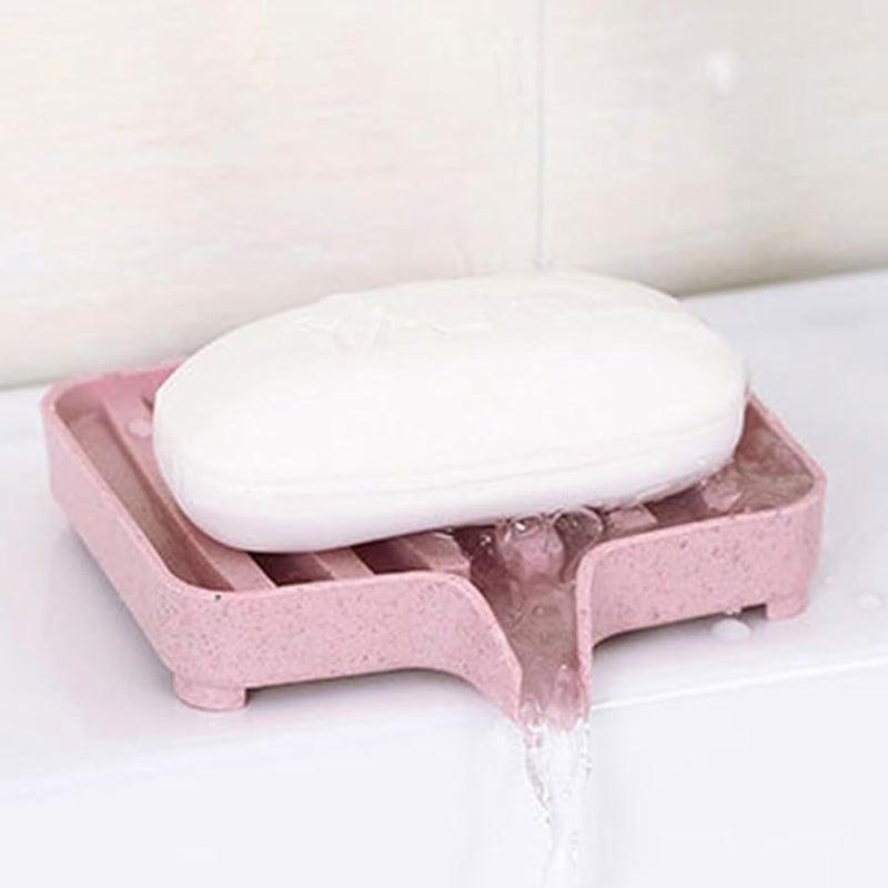 Pink Soap Dish with Drain Tray Portable Storage Container for Bathroom Sponges - Image 4