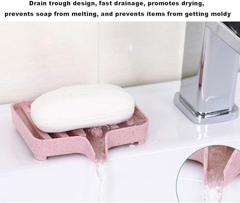 Pink Soap Dish with Drain Tray Portable Storage Container for Bathroom Sponges - Image 5
