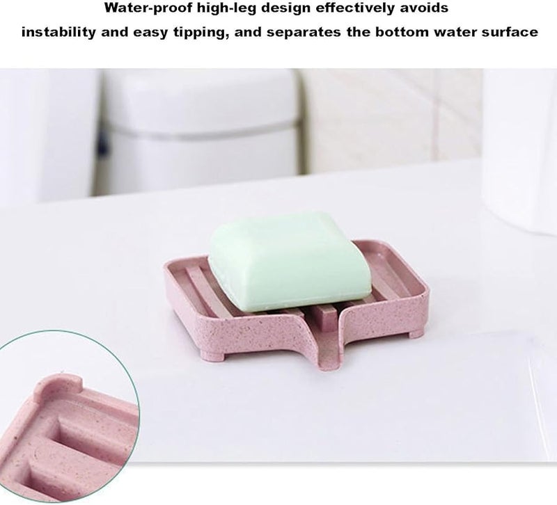Pink Soap Dish with Drain Tray Portable Storage Container for Bathroom Sponges - Image 3