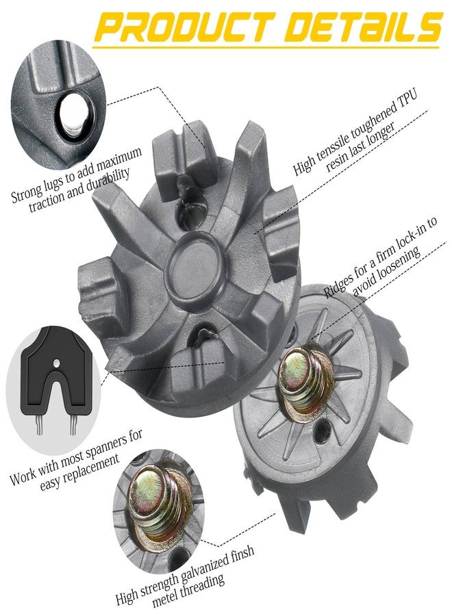 Cozypower 51 Pcs Golf Cleats Set 50 Golf Shoe Spikes Replacements with 1 Cleats Spanner Metal Thread Screw 6 mm Dia for Cricket Shoe Player(Gray) - Image 3