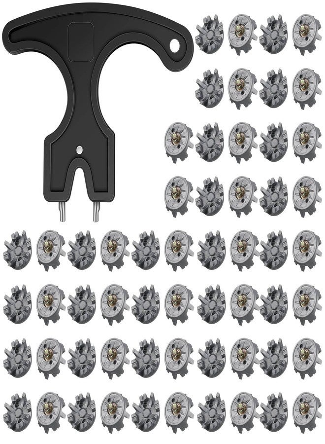 Cozypower 51 Pcs Golf Cleats Set 50 Golf Shoe Spikes Replacements with 1 Cleats Spanner Metal Thread Screw 6 mm Dia for Cricket Shoe Player(Gray) - Image 1