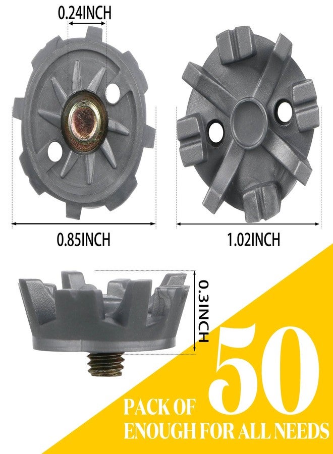 Cozypower 51 Pcs Golf Cleats Set 50 Golf Shoe Spikes Replacements with 1 Cleats Spanner Metal Thread Screw 6 mm Dia for Cricket Shoe Player(Gray) - Image 2