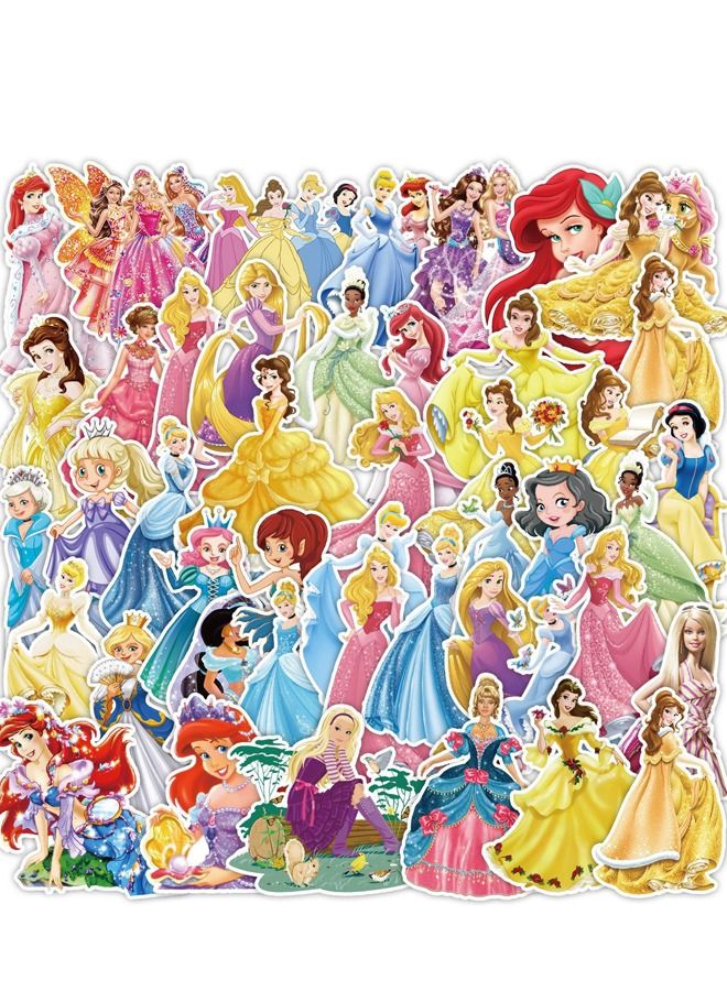 50 Pieces Disney Princess Mobile Phone Luggage Refrigerator Decoration Waterproof Stickers - Image 4