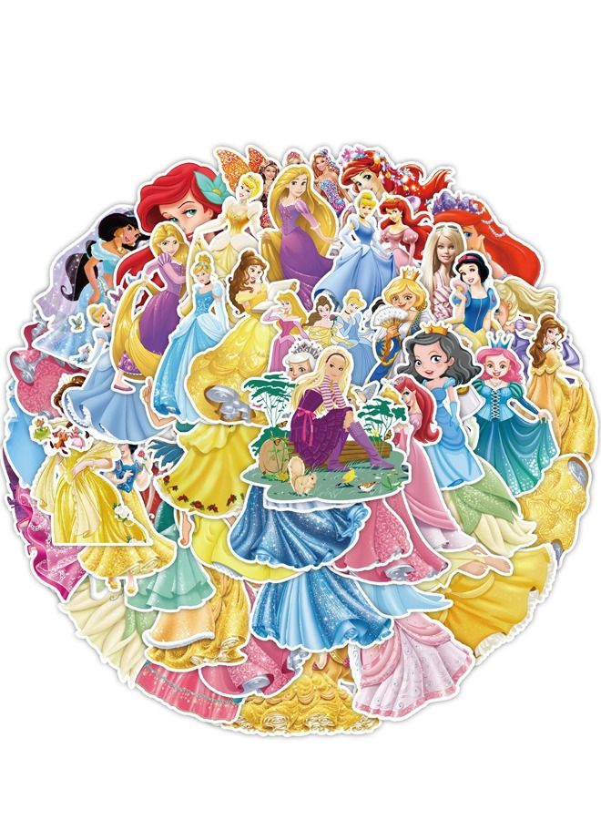 50 Pieces Disney Princess Mobile Phone Luggage Refrigerator Decoration Waterproof Stickers - Image 1