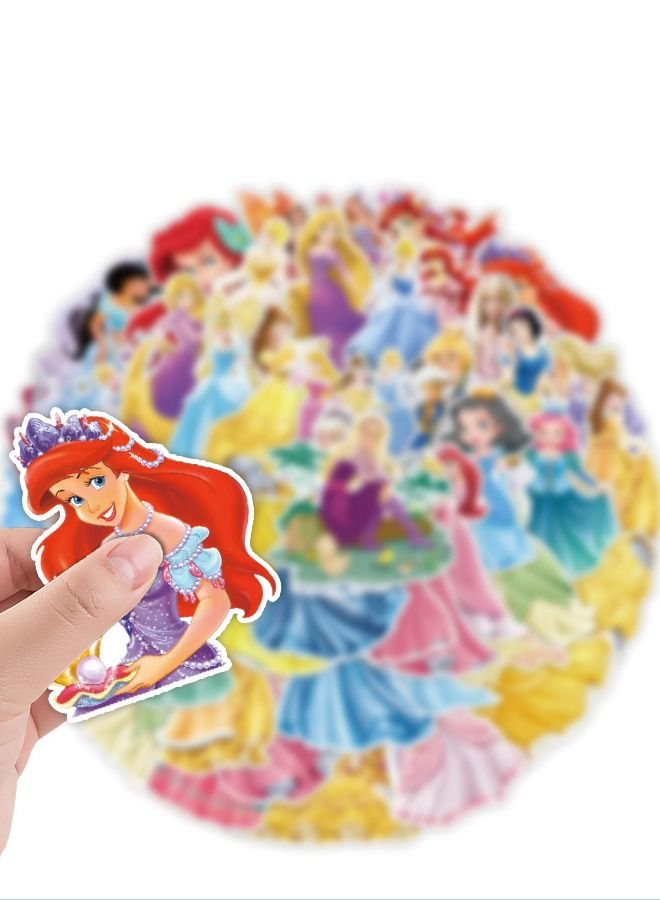 50 Pieces Disney Princess Mobile Phone Luggage Refrigerator Decoration Waterproof Stickers - Image 3