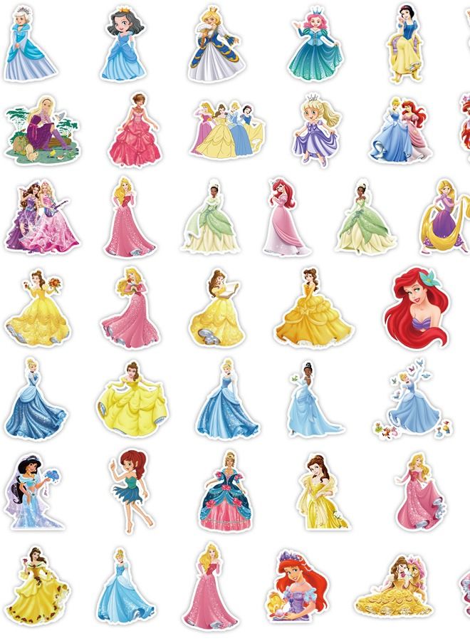 50 Pieces Disney Princess Mobile Phone Luggage Refrigerator Decoration Waterproof Stickers - Image 5