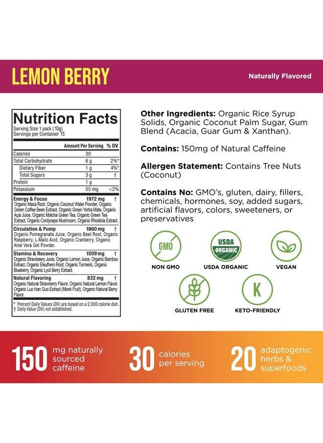 Organic Muscle - Organic Pre Workout Powder For Men & Women Single Serving Vegan Pre Workout Packets For Endurance Strength & Focus Natural Pre Workout Powder Passionfruit Guava 15 Packets… - Image 1