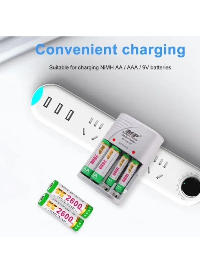 أم بي شاحن بطارية قابل لإعادة الشحن MPC802B لبطاريات AA/AAA/9V - Image 2
