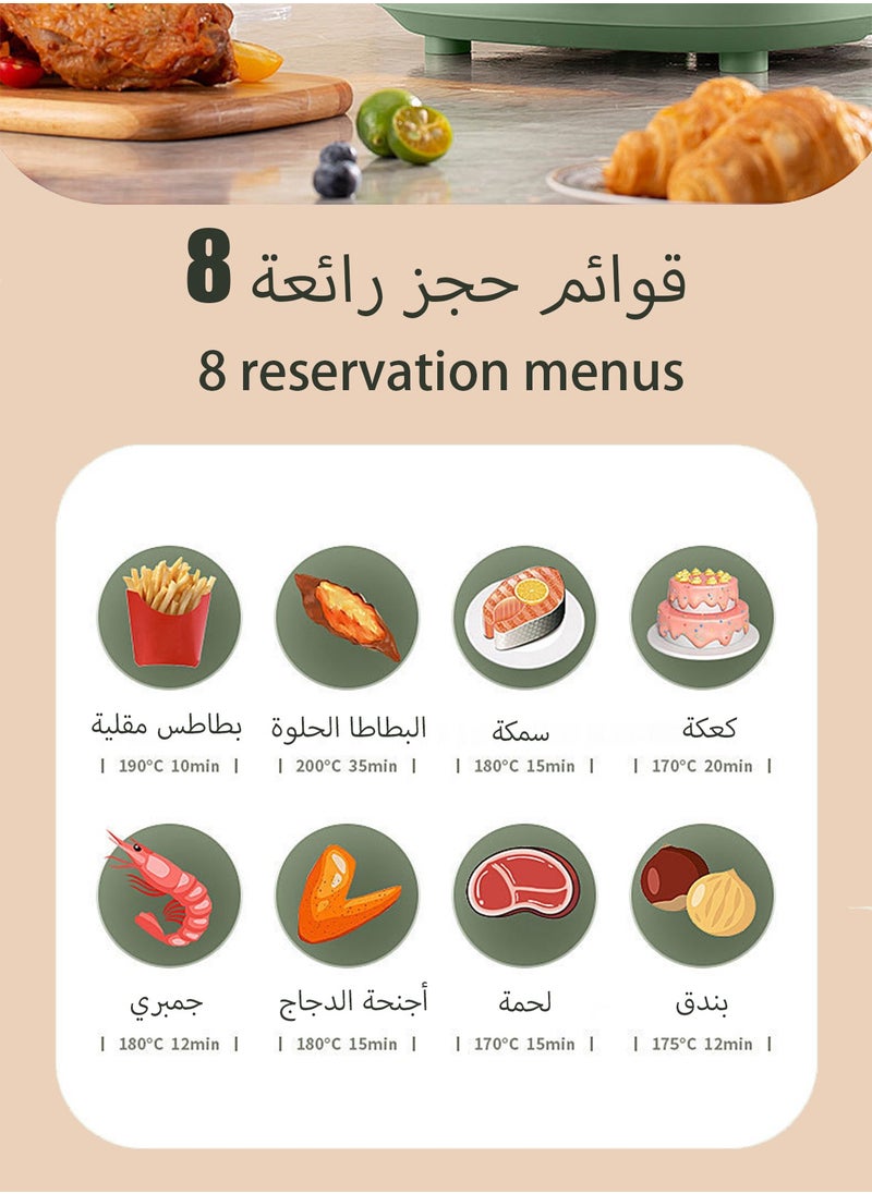 هيروكس مقلاة هوائية بدون زيت سعة 8 لتر، مقلاة كهربائية ذكية تعمل باللمس، سعة كبيرة، بدون زيت، حماية من الحرارة الزائدة، مقلاة صحية أوتوماتيكية بالكامل، بدون زيت، شاشة LCD (أسود)  - Image 2