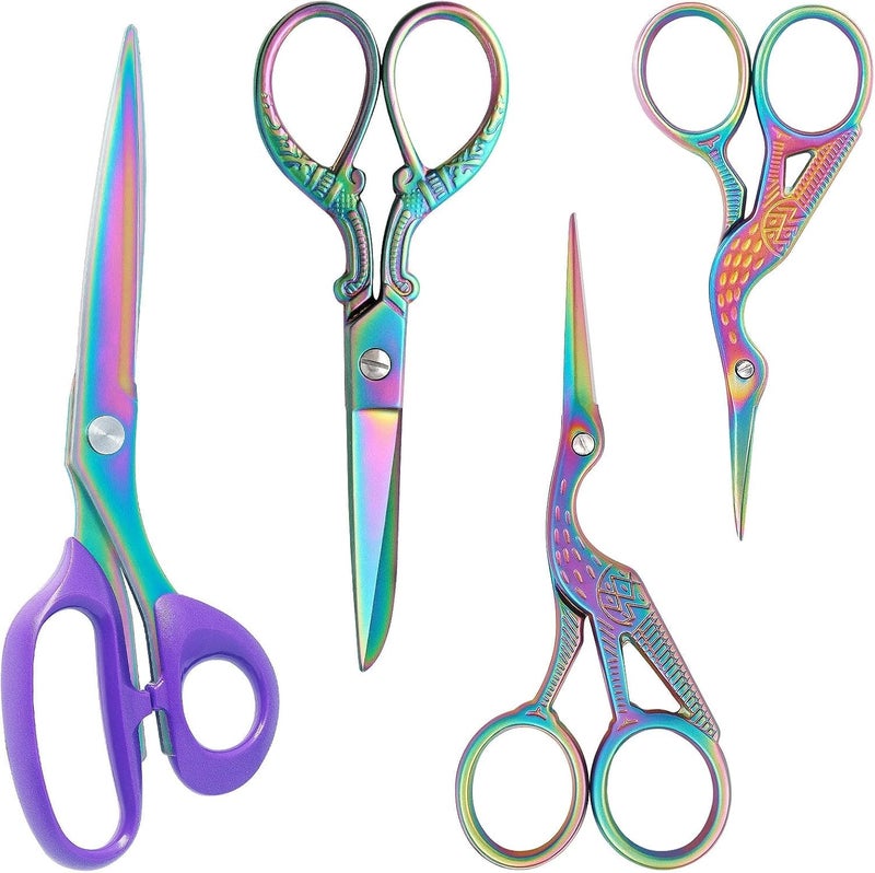 Asdirne Titanium Coating Sewing Scissors Bundle, Professional Fabric Scissors Set, Ultra-Sharp Stainless Steel Blades, Ergonomic Handle, Great for Tailor, Embroidery, Craft, 10.5"/5.1"/4.5"/3.6" - Image 1