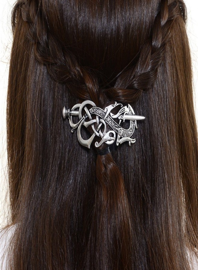 LQQQL Viking Celtics Hair Accessories Hairclip-Celtic Knots Viking Hair Clip Men Vintage Antique Silver Stick Slide Hairpins Viking Jewelry Dragon Hair Decor Accessories - Image 2