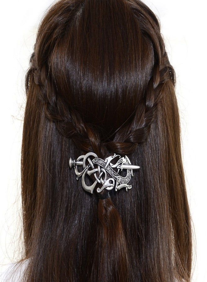 LQQQL Viking Celtics Hair Accessories Hairclip-Celtic Knots Viking Hair Clip Men Vintage Antique Silver Stick Slide Hairpins Viking Jewelry Dragon Hair Decor Accessories - Image 3