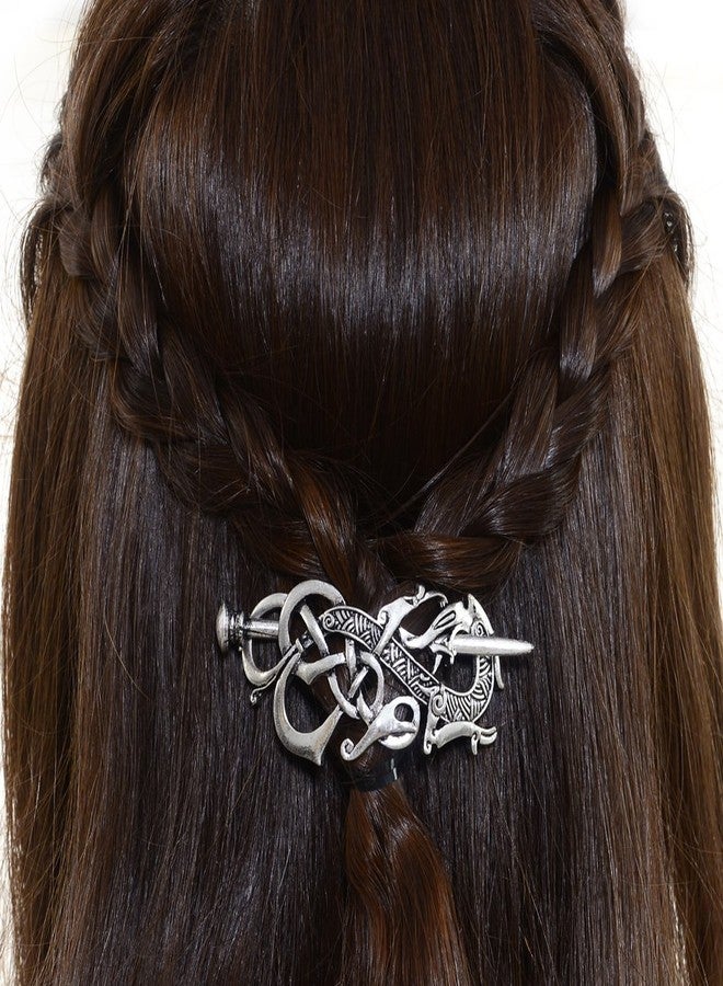 LQQQL Viking Celtics Hair Accessories Hairclip-Celtic Knots Viking Hair Clip Men Vintage Antique Silver Stick Slide Hairpins Viking Jewelry Dragon Hair Decor Accessories - Image 1