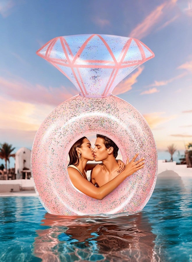 HeySplash Pool Floats, Inflatable Diamond Ring Pool Float, Large Engagement Ring Floatie for Bachelorette Party, Swim Tube River Lake Wedding Bride Stagette Decor Fun Toy Raft Adults, Rose Gold - Image 3