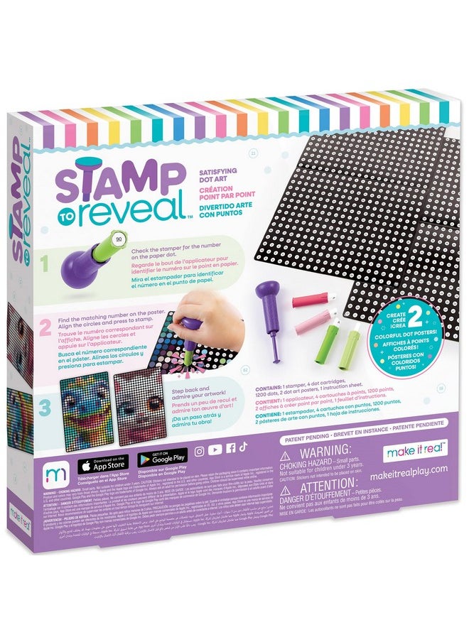 Make It Real Make It Real: Stamp to Reveal: 2 Characters - Cool Cat & Smily Dino - DIY 2 Dot Posters, 11 x 16.5, Craft Kit, Artwork Activity, Girls & Kids Ages 6+  - Image 2