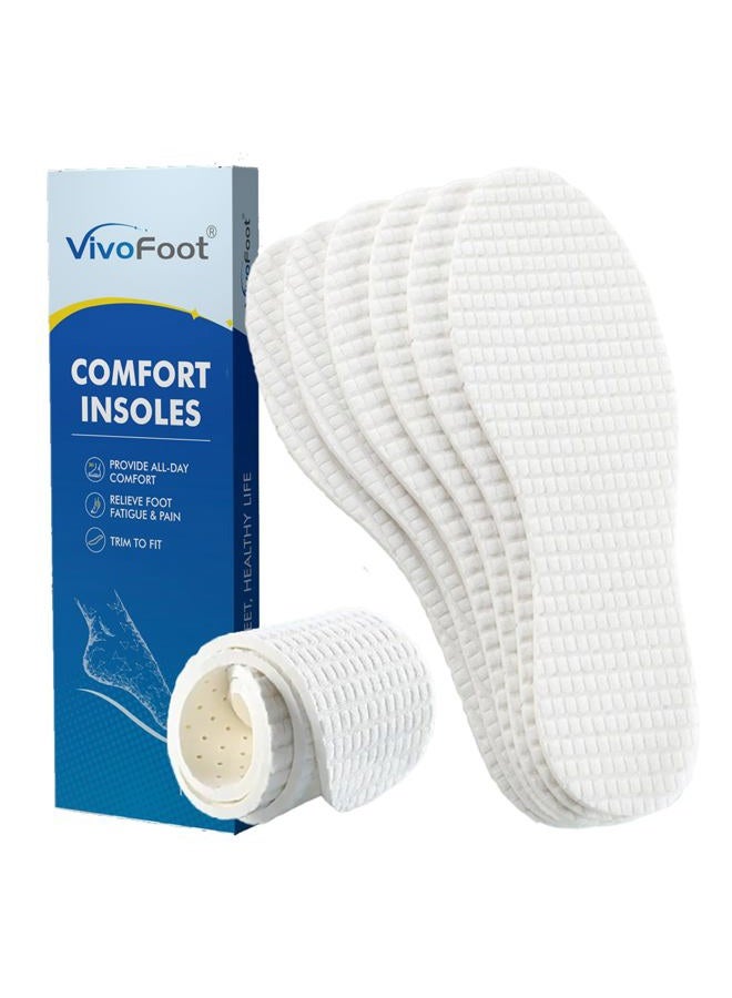 VivoFoot 3 Pairs Anti Odour Cotton Shoe Insoles, Breathable Terry Barefoot Odour Eating Inserts, Cut-to-Size Everyday Comfort Insoles for Men & Women - Image 1