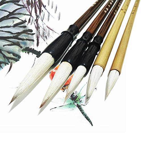Juedi Chinese Calligraphy Brush Set for Watercolor Sumi Drawing Writing Painting - Pack of 5 - Image 1