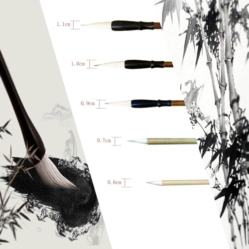 Juedi Chinese Calligraphy Brush Set for Watercolor Sumi Drawing Writing Painting - Pack of 5 - Image 3