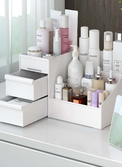 Makeup Organizer, Skin Care Organizers and Storage Box with Drawers for Vanity, Bathroom Countertop Holder for Lipstick Skincare Perfume Brush, Dresser Desk Top Cosmetics Display Case