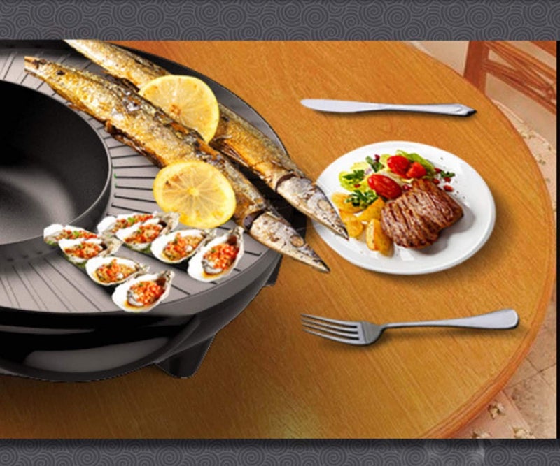 Credly Multi Functional Electric BBQ Hotpot Non Stick Double Layer Barbecue Grill pan Tandoori 2 in 1 for All Type of Food - Image 5