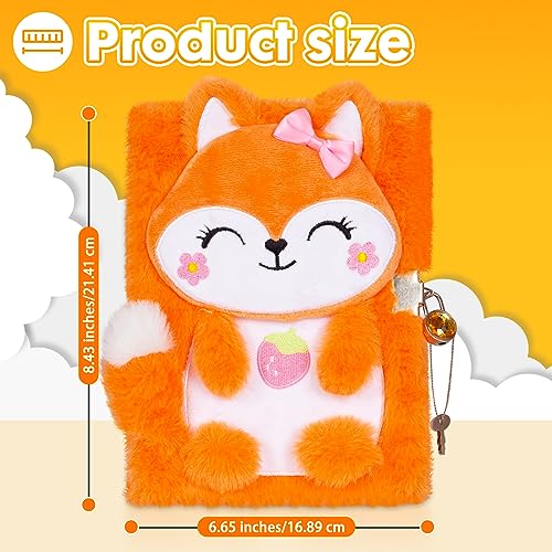 YOYTOO Fox Diary for Girls with Lock, Plush Fox Toys Gift for Teen Girls, Kids Fox Writing Journal Notebook, Birthday Gifts for Little Girls Ages 5 6 7 8 9 10-12 Year Old - Image 5