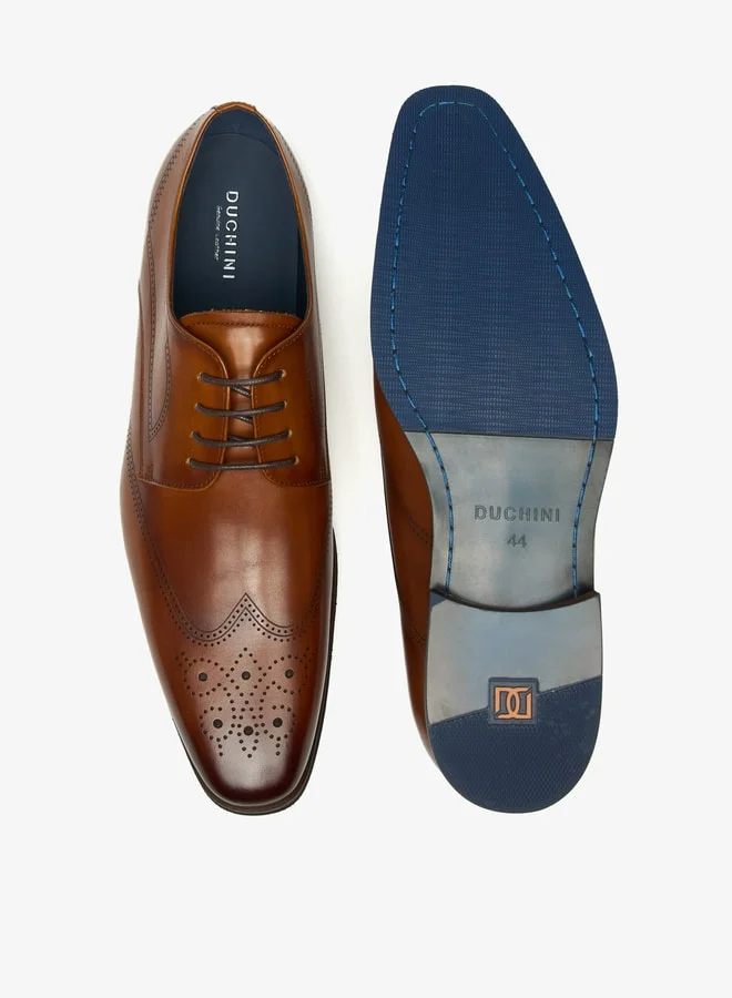 دوتشيني Duchini Men's Solid Derby Shoes with Lace-Up Closure