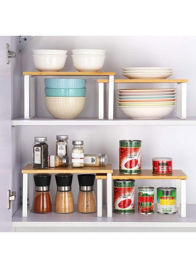 Decorlay Metal & Wooden Free Standing Shelf Organizer Bathroom Kitchen Counter Top Shelves, Spice Rack for Pantry Dressing Cabinet Office Table Area (White + Beech) - Image 3