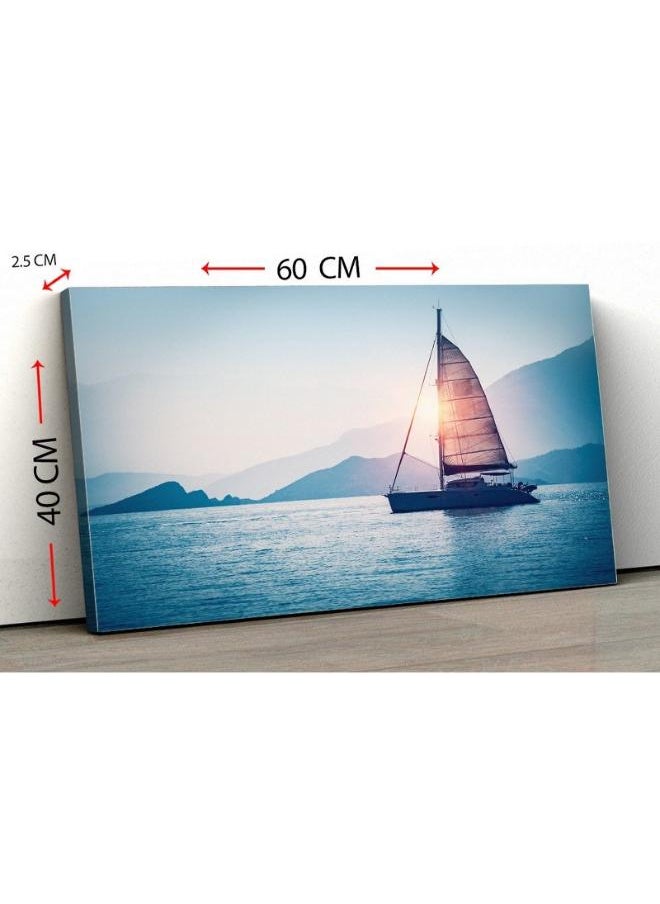 Home Gallery Canvas Wall Art, Abstract Framed Portrait of Sailboat in the sea in the evening sunlight  - Image 5