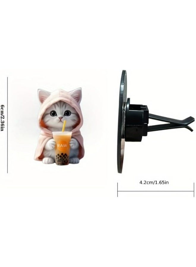 Set of 4 Cute Cat Car Air Vent Decoration Clamped Scent Holders - Freshen the Air with Pressed Scents - Car Interior Accessories for Driving Fun - Image 3