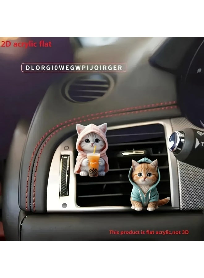 Set of 4 Cute Cat Car Air Vent Decoration Clamped Scent Holders - Freshen the Air with Pressed Scents - Car Interior Accessories for Driving Fun - Image 5