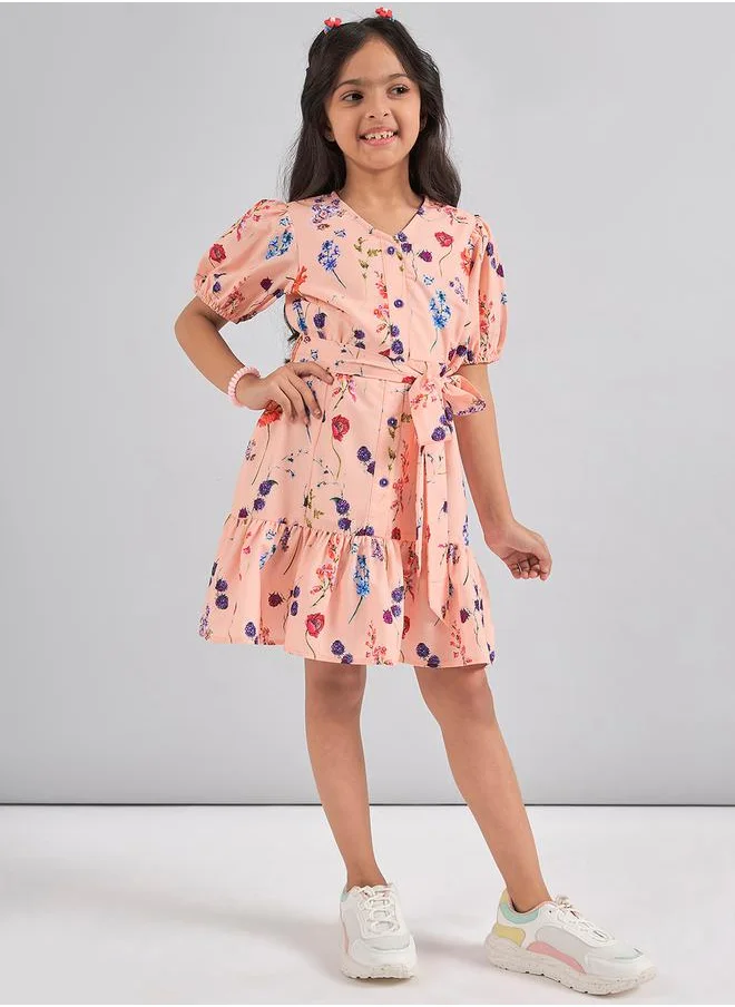 Stylo Bug Flower Print Fit and Flare Casual Dress by Styli