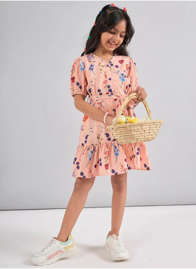 Stylo Bug Flower Print Fit and Flare Casual Dress by Styli