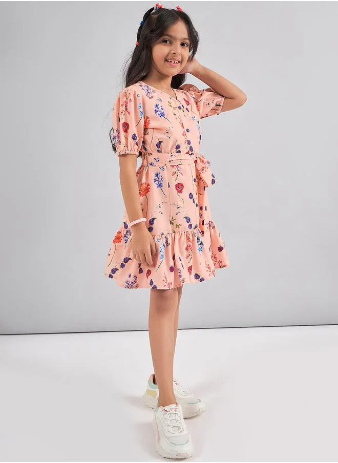 ستايلو بج Flower Print Fit and Flare Casual Dress by Styli