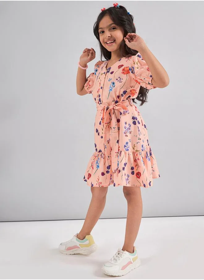 ستايلو بج Flower Print Fit and Flare Casual Dress by Styli
