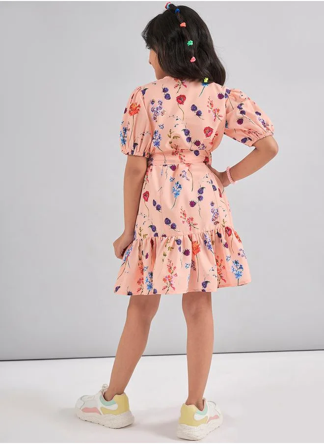 ستايلو بج Flower Print Fit and Flare Casual Dress by Styli