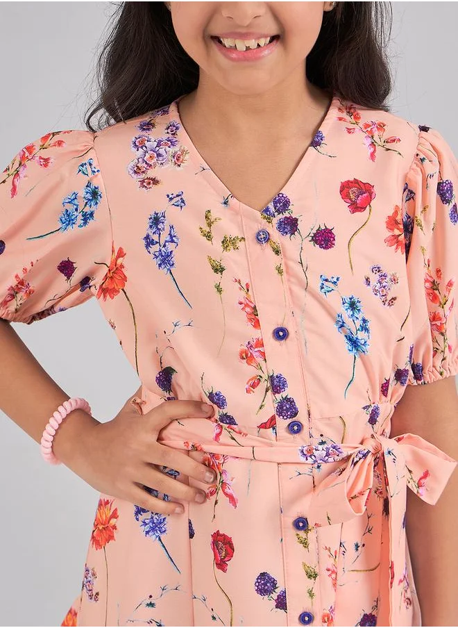 ستايلو بج Flower Print Fit and Flare Casual Dress by Styli