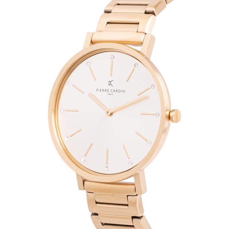 PIERRE CARDIN Women's Watch with Gold Metal Case and Gold Metal Band - Image 2