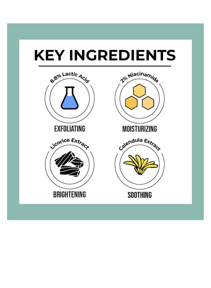 Dr. Sheth's Dr  Sheth's Liquorice and 8.8% Lactic Acid  AHA Chemical Peel For Even Toned Glowing Skin With 2% Niacinamide  Calendula Extract  AHA Peeling Solution For Face Chemical Exfoliator For Unisex  30g - Image 3