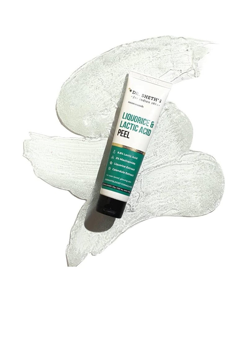 Dr. Sheth's Dr  Sheth's Liquorice and 8.8% Lactic Acid  AHA Chemical Peel For Even Toned Glowing Skin With 2% Niacinamide  Calendula Extract  AHA Peeling Solution For Face Chemical Exfoliator For Unisex  30g - Image 4