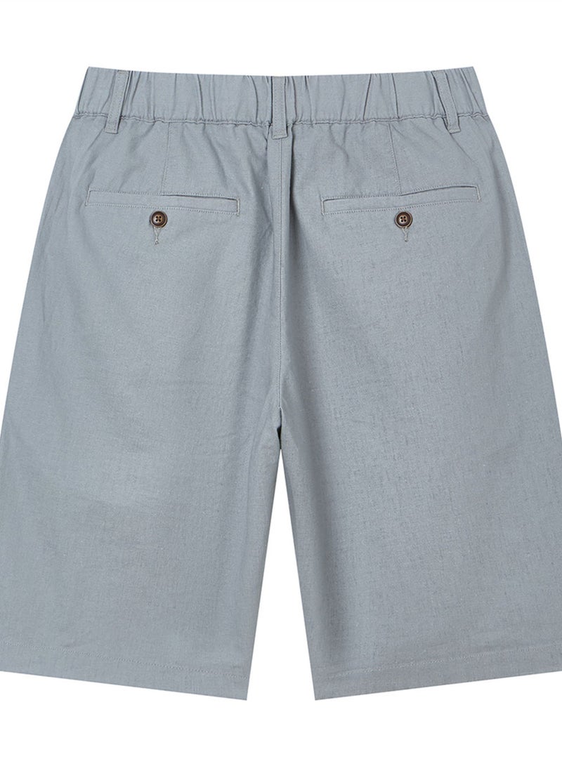GIORDANO Men's Slim Linen Cotton Bermuda Shorts - Image 4