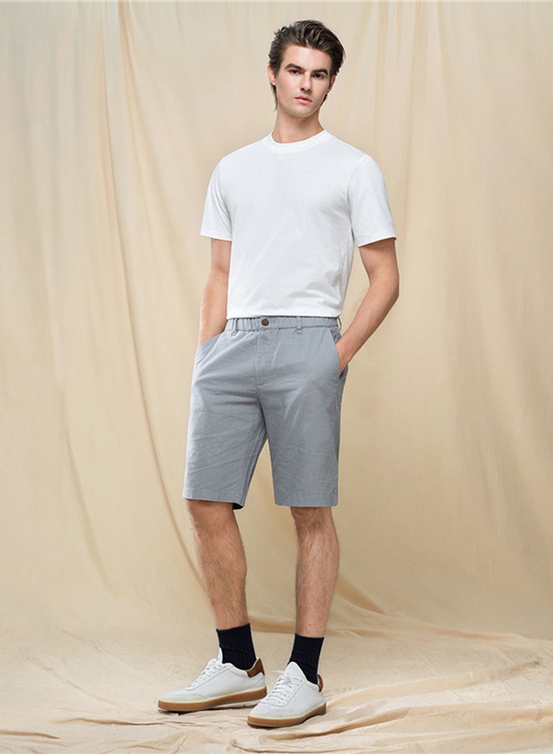 GIORDANO Men's Slim Linen Cotton Bermuda Shorts - Image 2
