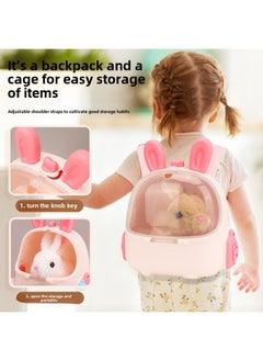 Generic Children's Storage Backpack Toys Electric Simulation Rabbit Dolls Will Walk And Call Pets To Dress Up Family Gifts-Colour:Long Ear Backpack + Yellow Rabbit Free Sticker -Specification:Carton  - Image 4