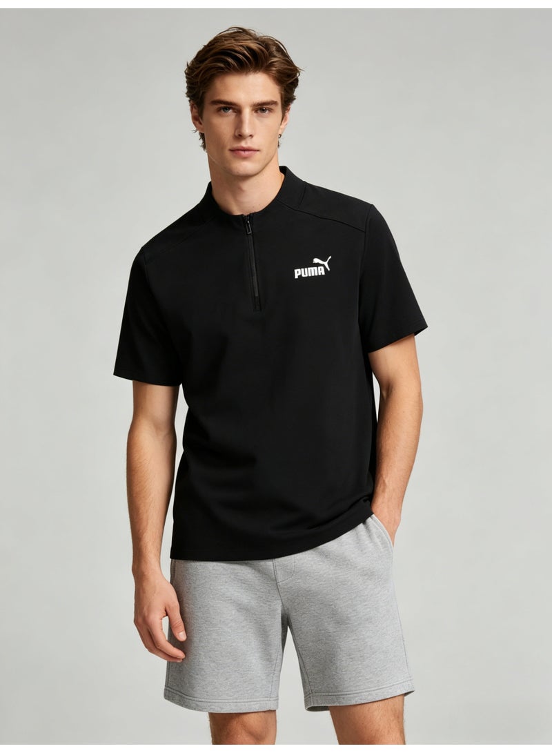 بوما PUMA Men’s Quarter-Zip Performance T-Shirt - Black - Image 3