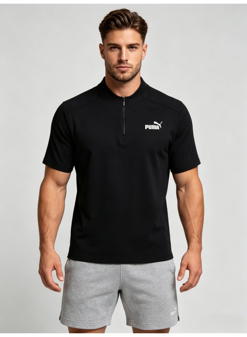 بوما PUMA Men’s Quarter-Zip Performance T-Shirt - Black - Image 1