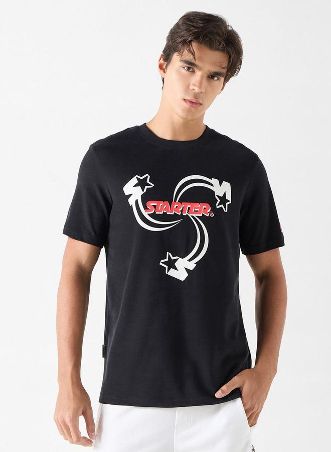 Starter Logo Print Crew Neck T-shirt with Short Sleeves - Image 1