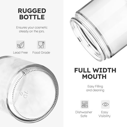 Tecohouse 8oz Glass Jars with Lids, 3 Pack Candle Jars with Blank Labels, 250g Clear Wide Mouth | Cosmetic Containers for Sample, Cream, Lotion, Honey, Powder, Jelly | Kitchen & Home - Image 2