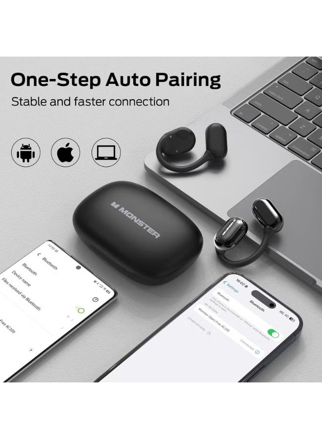 Monster Wireless Open Ear Sports Headphones, Bluetooth Air Conduction Neckband Headset, HD Stereo Sound with Built-in Microphone, Rechargeable Open Ear Earphones, Secure Comfortable Fit for Running Gym Cycling Office Travel Gaming - Image 4