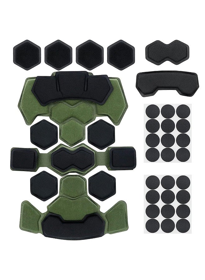 Universal Comfortable Tactical Airsoft Helmet Pads Internal Memory Foam Foam Protective Cushion Buffer Pad Protection Mat Accessories Liner System for Fast MT MICH IBH AF ACH Helmet Green - Image 1