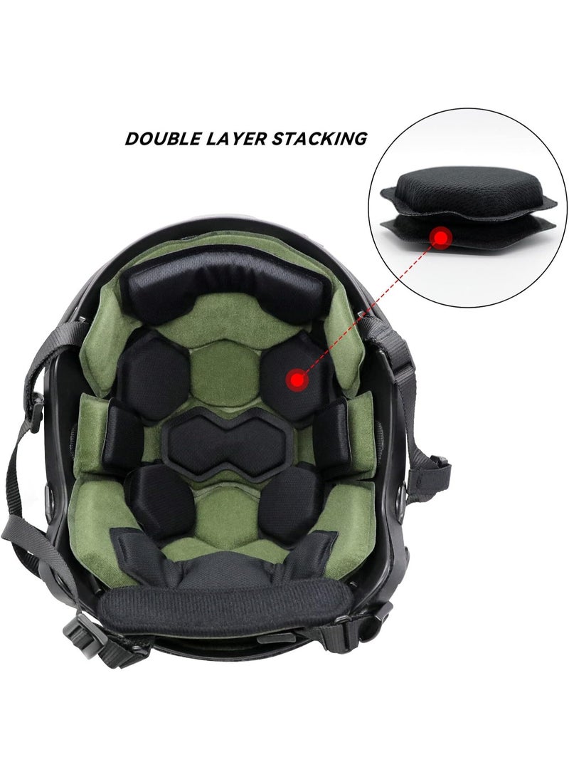 Universal Comfortable Tactical Airsoft Helmet Pads Internal Memory Foam Foam Protective Cushion Buffer Pad Protection Mat Accessories Liner System for Fast MT MICH IBH AF ACH Helmet Green - Image 3